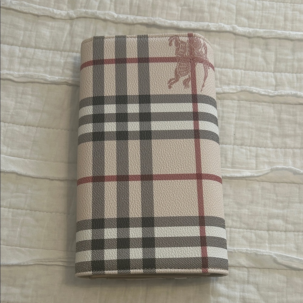 Beige and Red Plaid Wallet